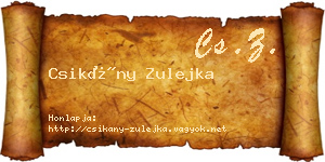 Csikány Zulejka névjegykártya